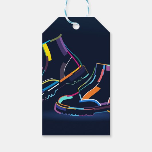 Veelkleurige Mannen laarzen Cadeaulabel (Voorkant)