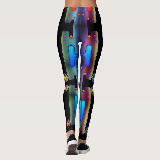 Veelkleurige Metallic Mechanical Android Robot Leggings (Achterkant)
