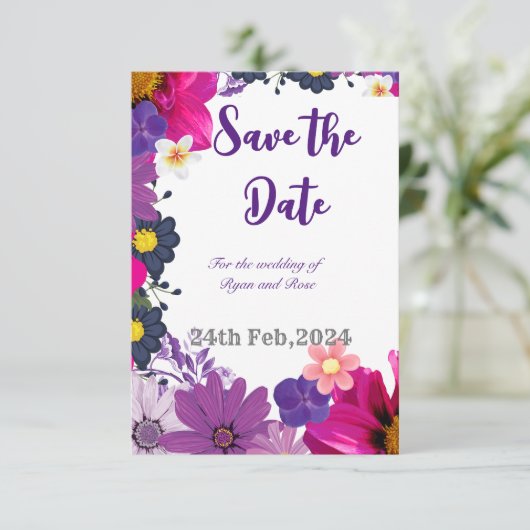 Veelkleurige minimalistische bloemenwinkel Save Th Save The Date (Staand voorkant)