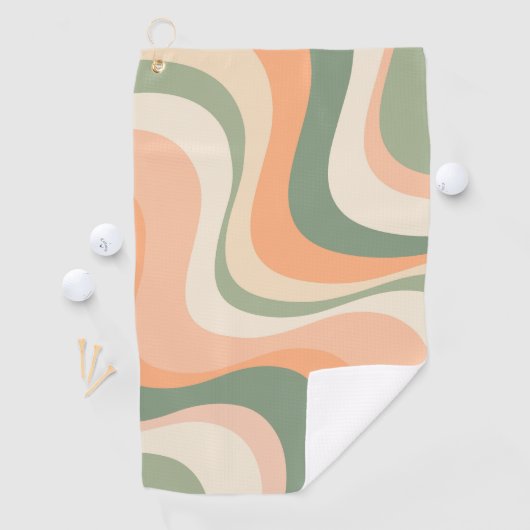 Veelkleurige moderne retro golven ontwerp golfhanddoek (Insitu)