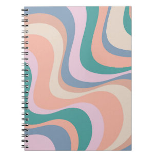 Veelkleurige moderne retro golven ontwerp notitieboek