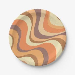Veelkleurige moderne retro golven ontwerp papieren bordje