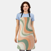 Veelkleurige moderne retro golven ontwerp schort (Gedragen)
