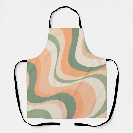 Veelkleurige moderne retro golven ontwerp schort (Voorkant)