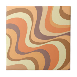 Veelkleurige moderne retro golven ontwerp tegeltje