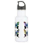 Veelkleurige Moderne Retro Vlinders Monogram Waterfles (Achterkant)