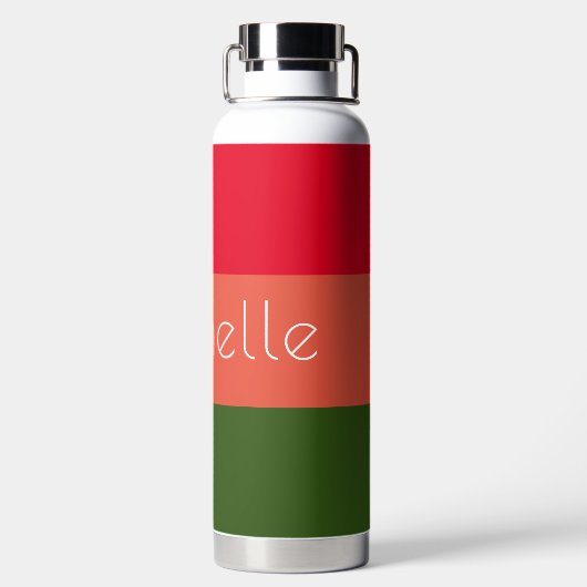 Veelkleurige Moderne Strepen met Naam Waterfles (Achterkant)