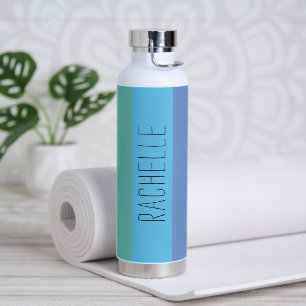 Veelkleurige Moderne Strepen met Naam Waterfles