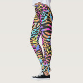 Veelkleurige Neon Zebra Luipaard Leggings & Yogabr (Links)