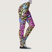 Veelkleurige Neon Zebra Luipaard Leggings & Yogabr (Rechts)
