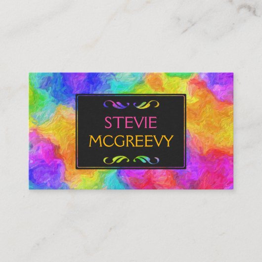 veelkleurige olieverf visitekaartje (Voorkant)