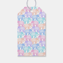 Veelkleurige olifanten Baby shower Kinderverjaarda Cadeaulabel