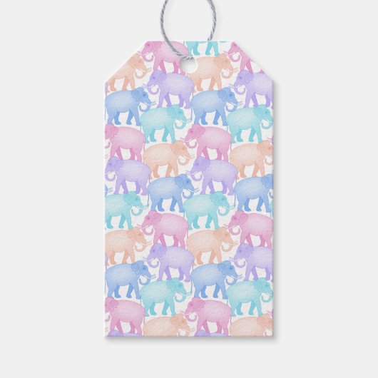 Veelkleurige olifanten Baby shower Kinderverjaarda Cadeaulabel (Voorkant)