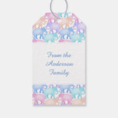 Veelkleurige olifanten Baby shower Kinderverjaarda Cadeaulabel (Achterkant)