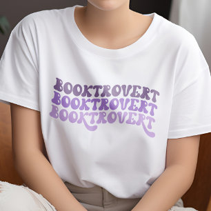 Veelkleurige Paarse Retro Booktrovert Book Lover T-shirt
