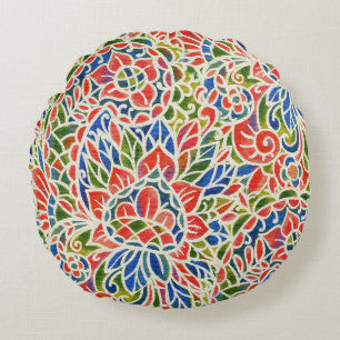 Veelkleurige Paisley Print Batik Patroon Rond Kussen
