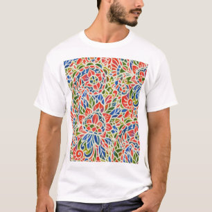 Veelkleurige Paisley Print Batik Patroon T-shirt