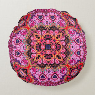Veelkleurige paisley, sjaal print ontwerp rond kussen