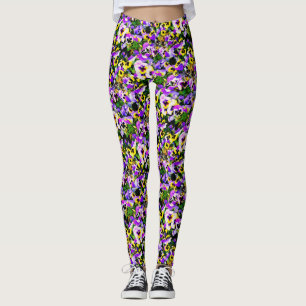 veelkleurige pansies leggings