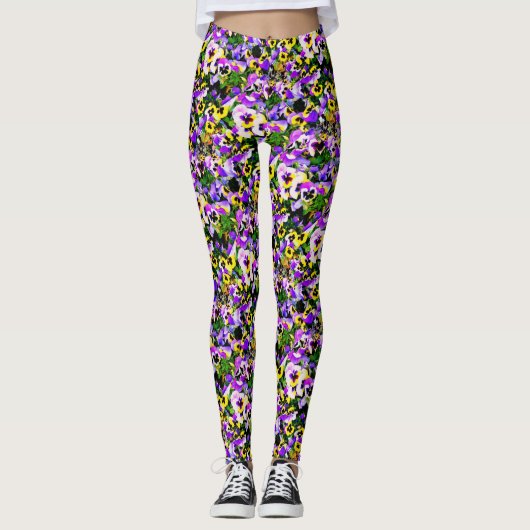 veelkleurige pansies leggings (Voorkant)