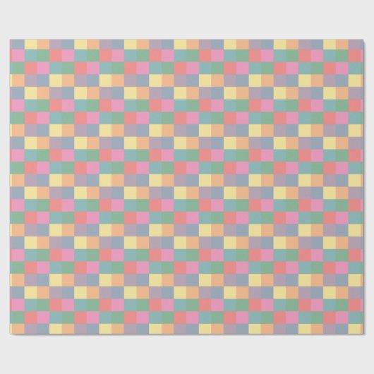 Veelkleurige pastel-"harlekijnmat" cadeaupapier (Vlak)