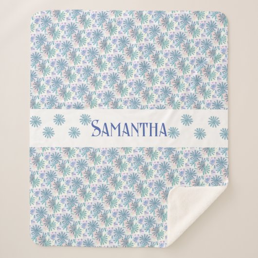 Veelkleurige pastel patchwork Daisy Sherpa Deken (Voorkant)