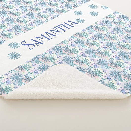 Veelkleurige pastel patchwork Daisy Sherpa Deken (3/4)