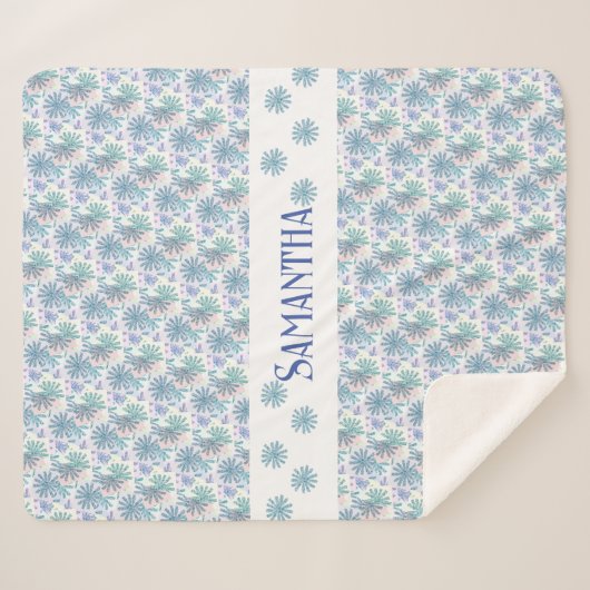 Veelkleurige pastel patchwork Daisy Sherpa Deken (Voorkant (horizontaal))