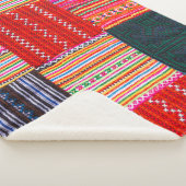 Veelkleurige Patchwork: Aziatische stijl Quilt. Sherpa Deken (3/4)