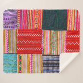 Veelkleurige Patchwork: Aziatische stijl Quilt. Sherpa Deken (Voorkant (horizontaal))