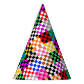 Veelkleurige patchwork check patroonontwerp feesthoedjes (Links)