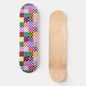 Veelkleurige patchwork check patroonontwerp persoonlijk skateboard (Voorkant)