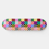 Veelkleurige patchwork check patroonontwerp persoonlijk skateboard (Horizontaal)