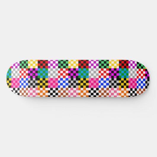 Veelkleurige patchwork check patroonontwerp persoonlijk skateboard (Horizontaal)