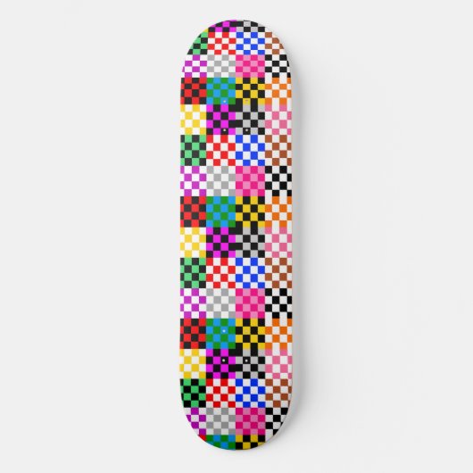 Veelkleurige patchwork check patroonontwerp persoonlijk skateboard (Voorkant)