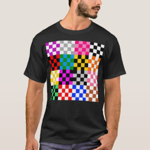 Veelkleurige patchwork check patroonontwerp t-shirt