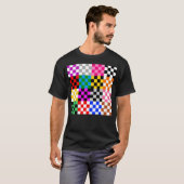 Veelkleurige patchwork check patroonontwerp t-shirt (Voorkant volledig)