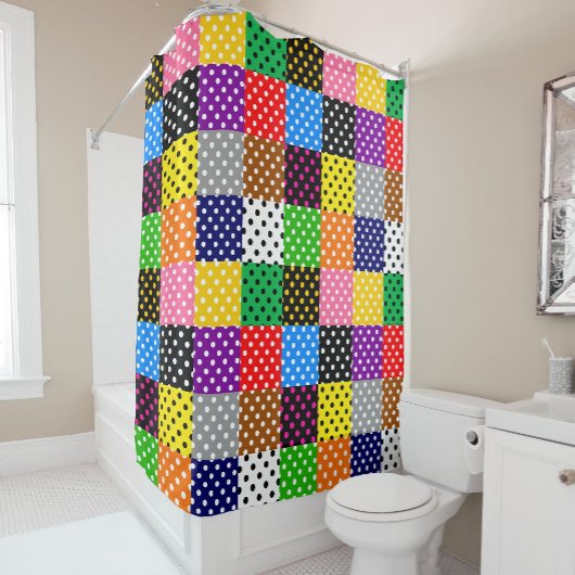 Veelkleurige Patchwork Quilt Polka Dots Douchegordijn