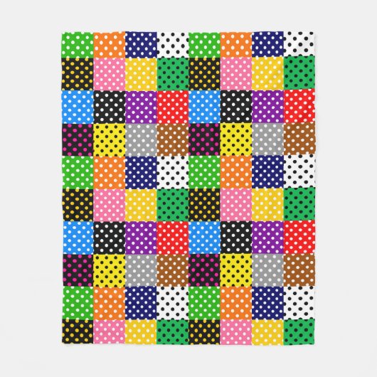 Veelkleurige Patchwork Quilt Polka Dots Fleece Deken (Voorkant)