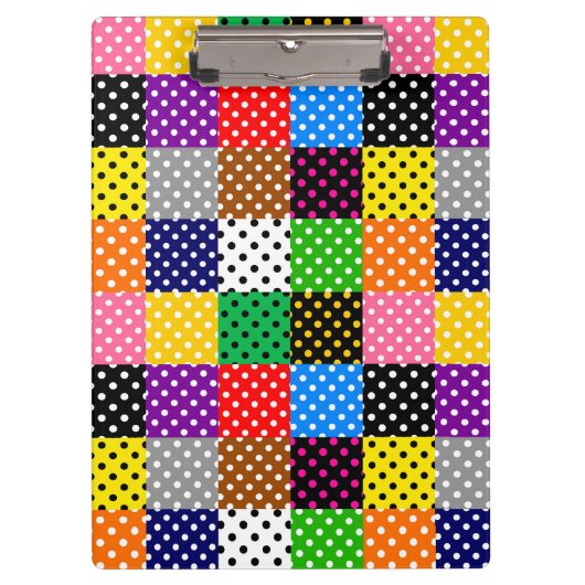 Veelkleurige Patchwork Quilt Polka Dots Klembord (Voorkant)
