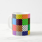 Veelkleurige Patchwork Quilt Polka Dots Koffiemok (Voorkant links)