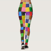 Veelkleurige Patchwork Quilt Polka Dots Leggings (Achterkant)