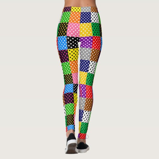 Veelkleurige Patchwork Quilt Polka Dots Leggings (Achterkant)