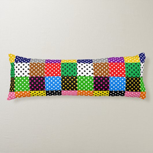 Veelkleurige Patchwork Quilt Polka Dots Lichaamskussen (Voorkant)