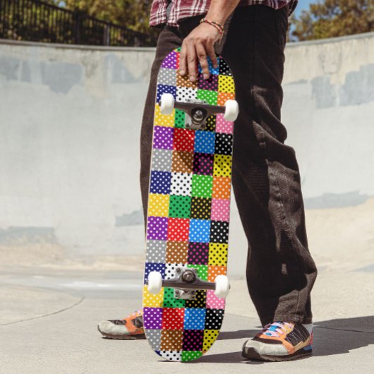 Veelkleurige Patchwork Quilt Polka Dots Persoonlijk Skateboard