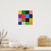 Veelkleurige Patchwork Quilt Polka Dots Poster (Keuken)