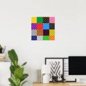 Veelkleurige Patchwork Quilt Polka Dots Poster (Thuiskantoor)