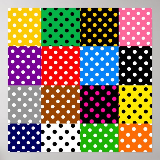 Veelkleurige Patchwork Quilt Polka Dots Poster (Voorkant)