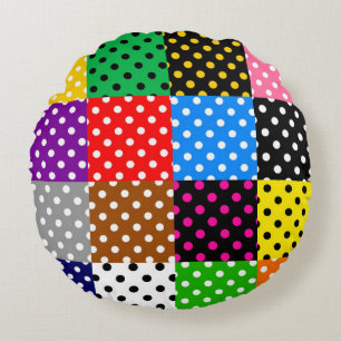Veelkleurige Patchwork Quilt Polka Dots Rond Kussen