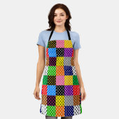 Veelkleurige Patchwork Quilt Polka Dots Schort (Gedragen)